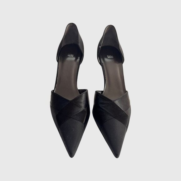 Vera Wang by Stuart Weitzman Black Satin Pointed Toe Pumps Eu40 - Picture 3 of 7